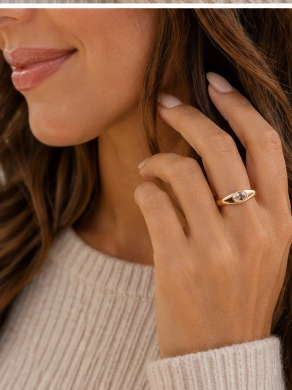 NWT Gold Crystal Marquise Ring - Women Jewelry size 7 **2 for 20**